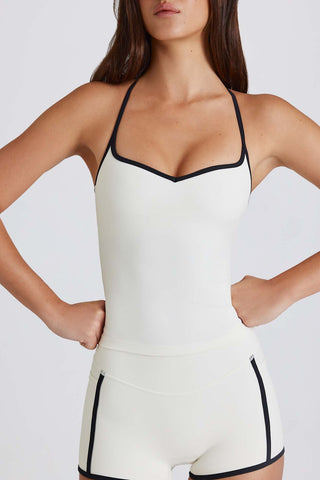 Cross Back Tank Top with Cut Out Detail