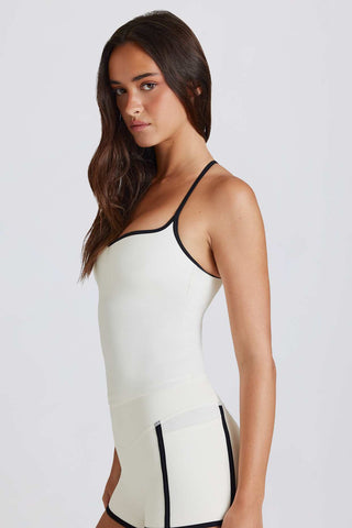 Cross Back Tank Top with Cut Out Detail