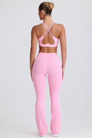 Pink Flared Leggings with Side Pockets
