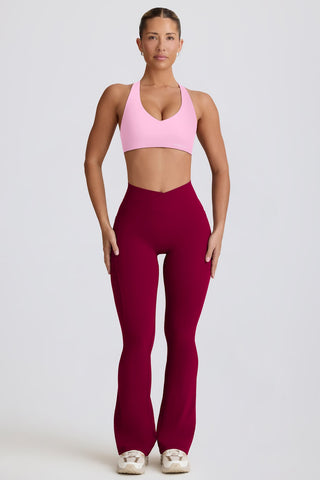 Burgundy Flared Leggings with V Waist