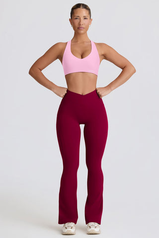 Burgundy Flared Leggings with V Waist