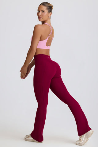 Burgundy Flared Leggings with V Waist
