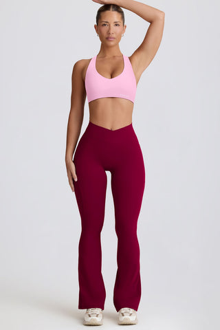 Burgundy Flared Leggings with V Waist