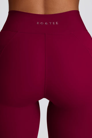Burgundy Flared Leggings with V Waist