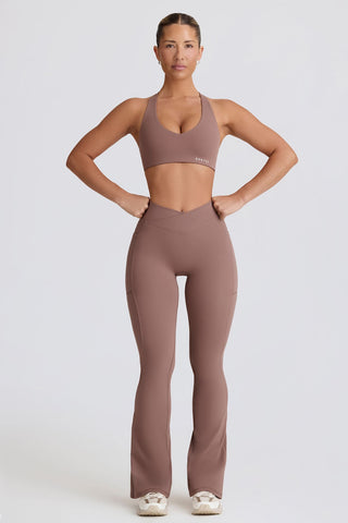 Mocha Flared Leggings with V Waist