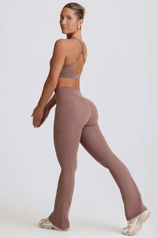 Mocha Flared Leggings with V Waist