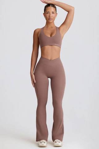 Mocha Flared Leggings with V Waist