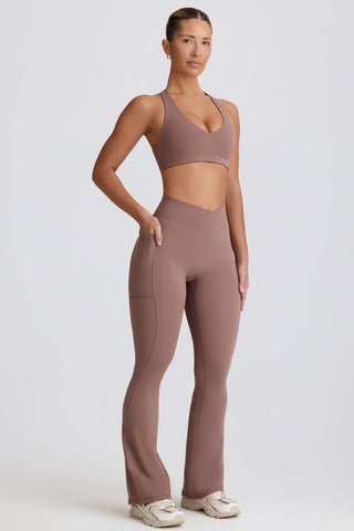 Mocha Flared Leggings with V Waist