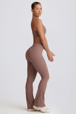 Mocha Flared Leggings with V Waist