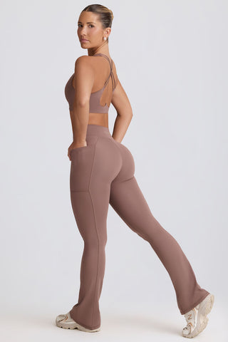 Mocha Flared Leggings with V Waist