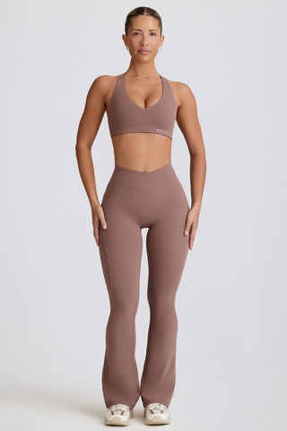 Mocha Flared Leggings with V Waist