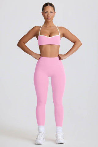 Soft Pink Active Leggings with Heart Details