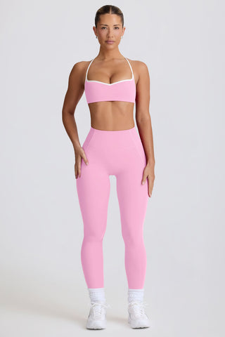 Soft Pink Active Leggings with Heart Details