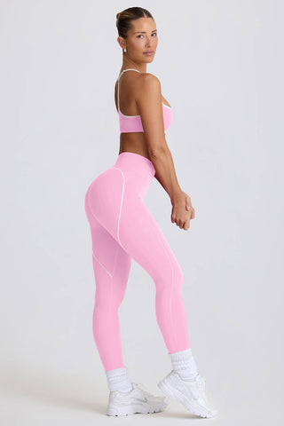 Soft Pink Active Leggings with Heart Details