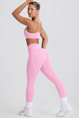 Soft Pink Active Leggings with Heart Details