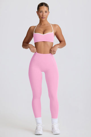 Soft Pink Active Leggings with Heart Details
