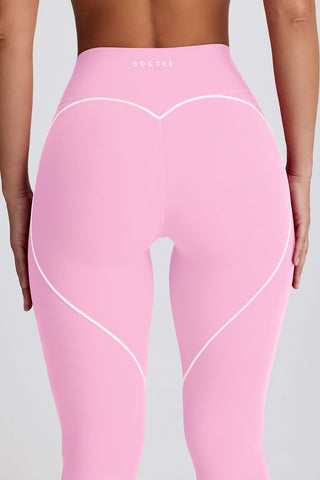 Soft Pink Active Leggings with Heart Details