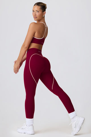 Burgundy Leggings with Heart Shaped Detail