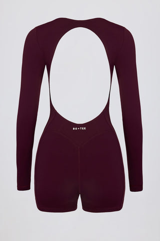Burgundy Open Back Unitard