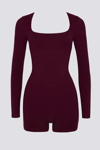 Burgundy Open Back Unitard