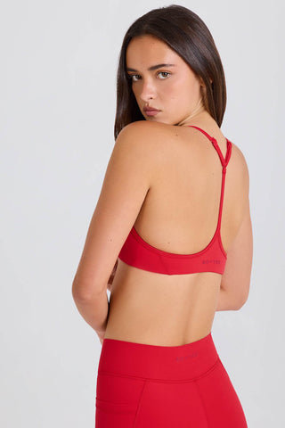 Racerback Sports Bra in Strawberry Red