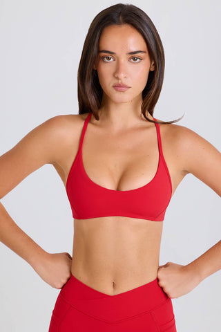 Racerback Sports Bra in Strawberry Red