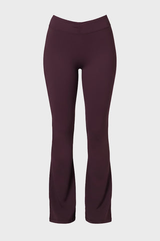 Plum Ruched Flared Trousers