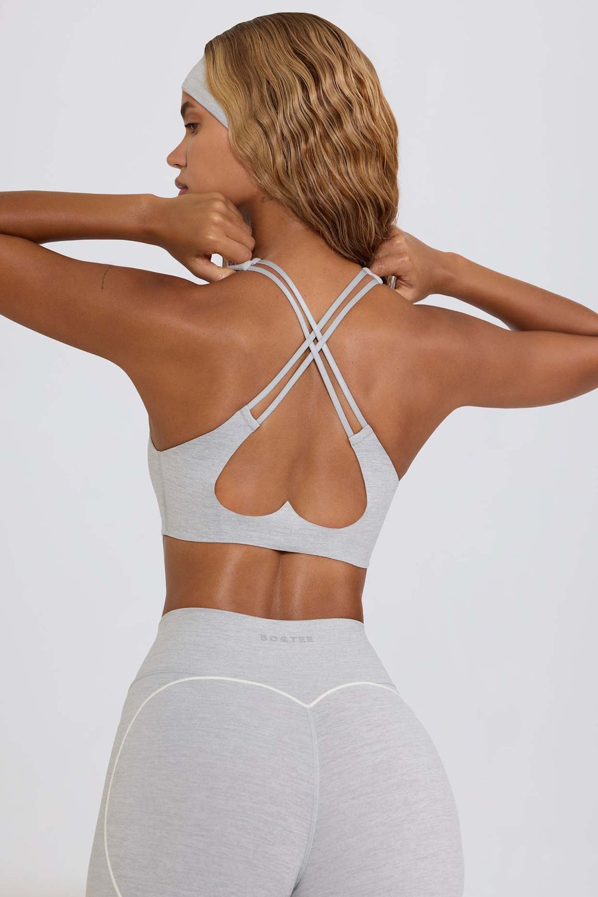 V Neck Sports Bra with Heart Back