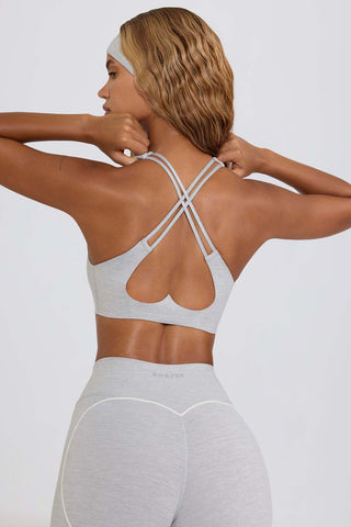 V Neck Sports Bra with Heart Back