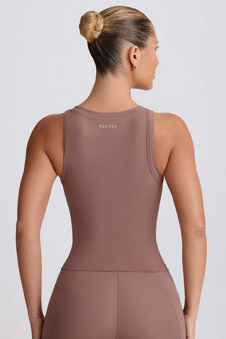 Mocha V Neck Active Tank Top