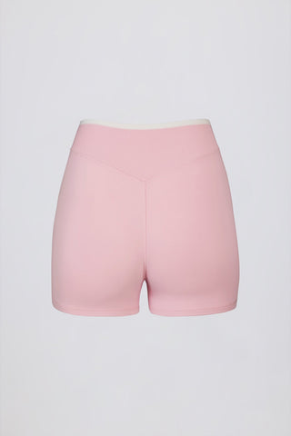 Powder Pink Wrapover Mini Shorts