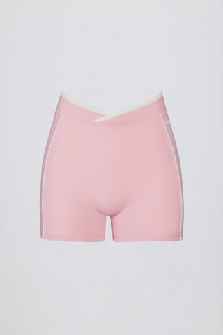 Powder Pink Wrapover Mini Shorts