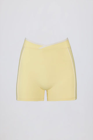 Soft Yellow Contrast Trim Active Shorts