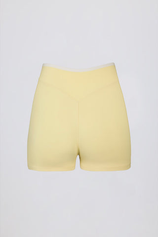 Soft Yellow Contrast Trim Active Shorts