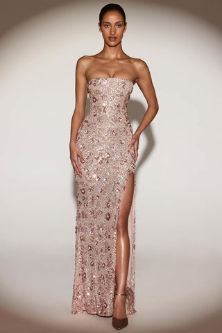 Embellished Strapless Gown