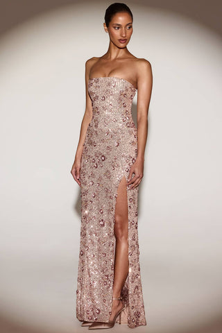 Embellished Strapless Gown