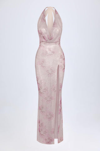 Embellished Cowl Neck Maxi Dress