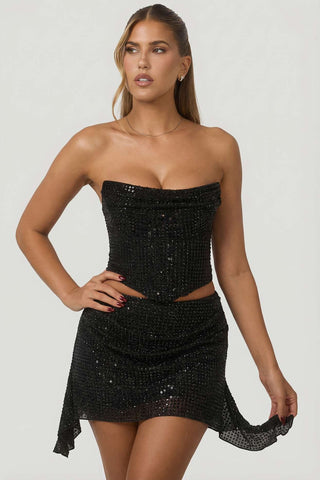 Embellished Draped Corset Top