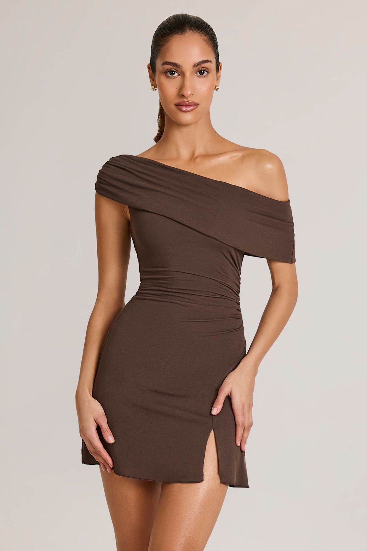 Asymmetric Off Shoulder Mini Dress