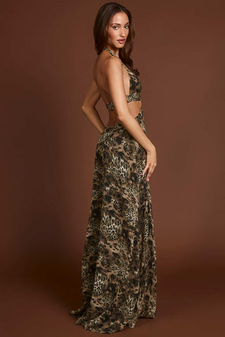 Plunge Cutout Maxi Gown