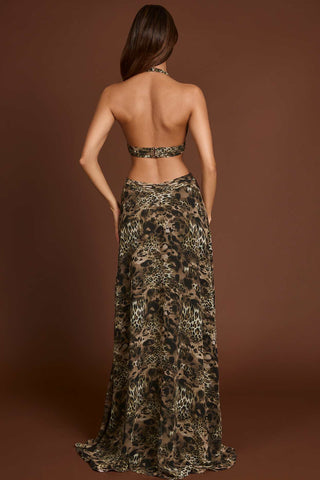 Plunge Cutout Maxi Gown