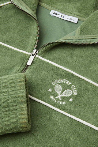 Cropped Terry Zip Sweatshirt