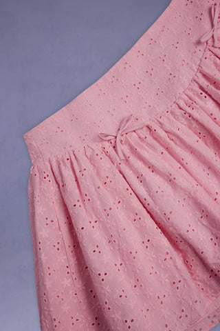 Bow Detail Broderie Anglaise Mini Skirt