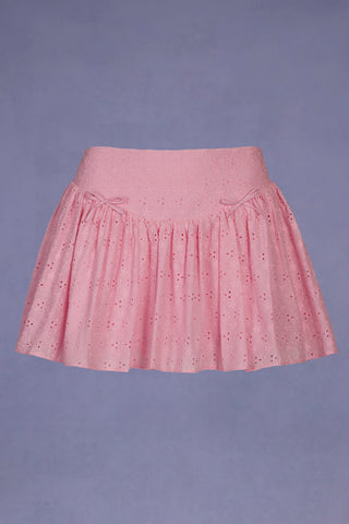 Bow Detail Broderie Anglaise Mini Skirt