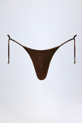 Foil Thong Bikini Bottoms