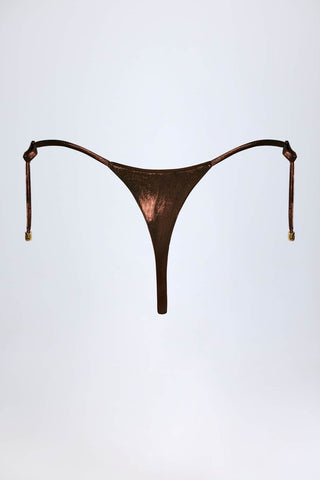 Foil Thong Bikini Bottoms