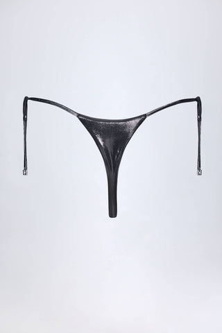 Foil Thong Bikini Bottoms