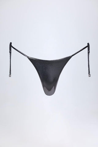 Foil Thong Bikini Bottoms