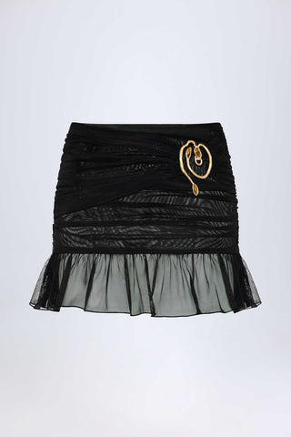 Ruffled Mini Skirt with Gold Hardware