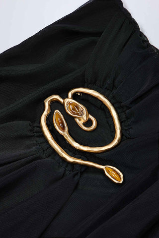 Ruffled Mini Skirt with Gold Hardware